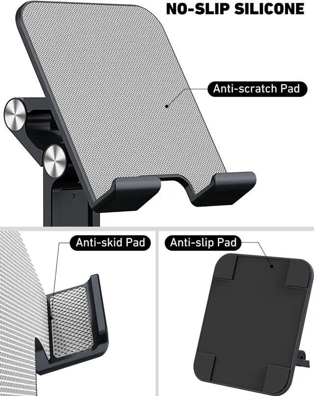 Alt view image 4 of 7 - Tablet Stand iPad Stand for Desk Adjustable Height and Angle Foldable Tablet Holder Stand Compatible with 15.6 Portable Monitor iPad Pro 9.7 10.5 11 12.9 Air Mini 4 3 2 - Black