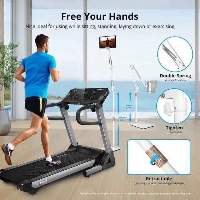 Alt view image 5 of 7 - Tablet Floor Stand Overhead Bed Phone Mount Height Adjustable Universal Metal Tablet Holder Phone Stand for iPad/iPhoneX/iPad Pro 4.5~12.9 Inch-Screen Phone Kindle 4.5-12.9 (Light White