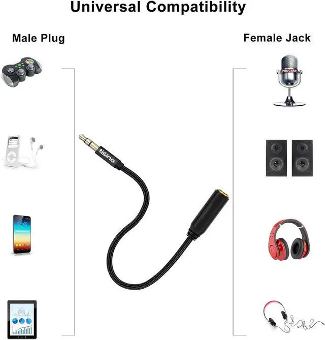 Alt view image 2 of 7 - 1/4 to 3.5mm Adapter 1/4 Female to 1/8 Male Stereo Audio Adapter for Headphone Amplifiers Guitar Amp etc. - 1ft/30cm