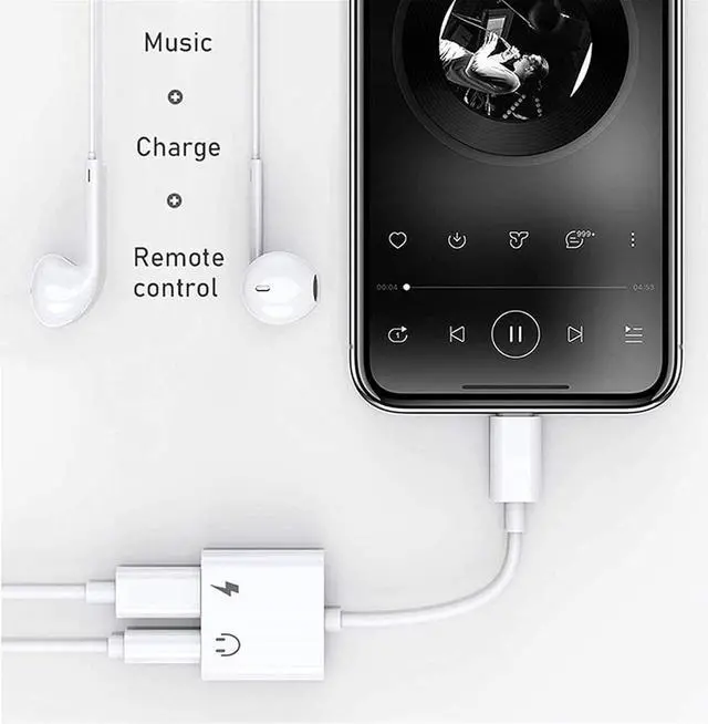 Alt view image 2 of 7 - 2 Pack Headphone Adapter for iPhone [MFi Certified] 2 in 1 Lightning to 3.5mm AUX Audio + Charger Dongle Splitter support for iPhone 14/13/12/11/XS/XR/X 8/iPad Support All iOS System