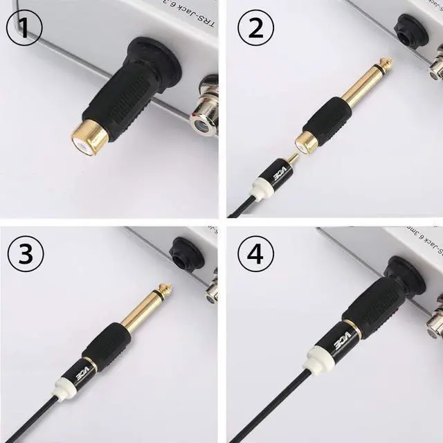 Alt view image 6 of 7 - RCA to 1/4 Audio Adapter 6.35mm Mono Plug Male to RCA Female Connectors 6-Pack