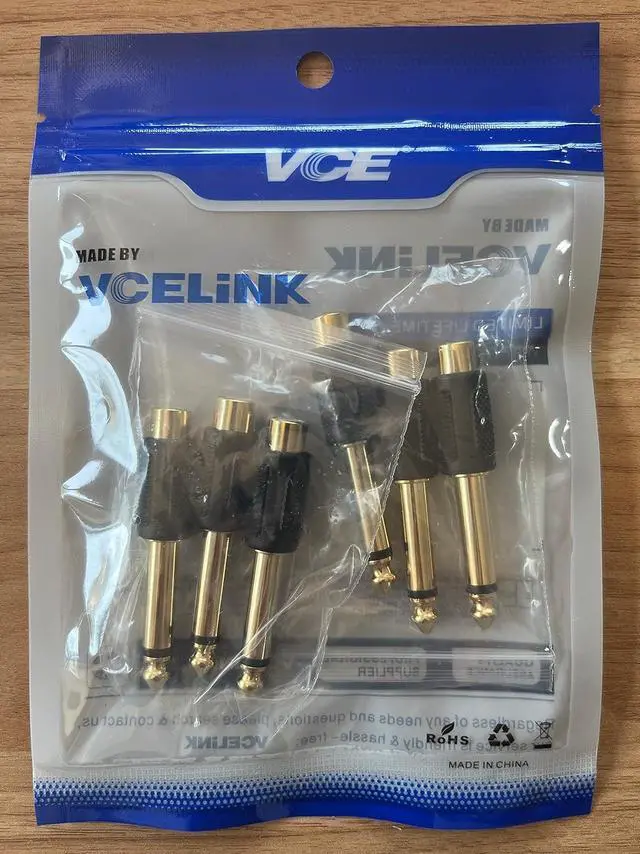 Alt view image 7 of 7 - RCA to 1/4 Audio Adapter 6.35mm Mono Plug Male to RCA Female Connectors 6-Pack