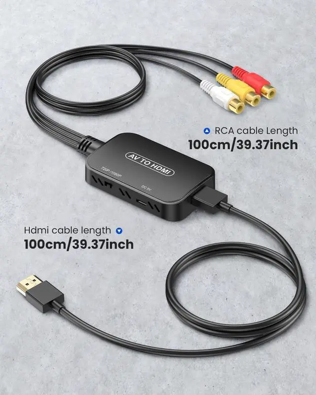 Alt view image 7 of 7 - RCA to HDMI Converter AV to HDMI Adapter RCA to HDMI Composite Audio Video Converter for PS1 PS2 PS3 STB Xbox VHS VCR Black-Ray DVD Players(HDMI Cable Included)