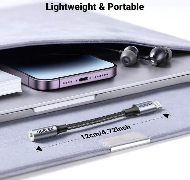 Alt view image 7 of 7 - Headphone Adapter for iPhone Lightning to 3.5mm Adapter  MFi Certified Lightning Aux Audio Jack Dongle Compatible with iPhone 14 Pro Max/14 Plus/13 12 Pro Max/SE/11 Pro Max/XS Grey