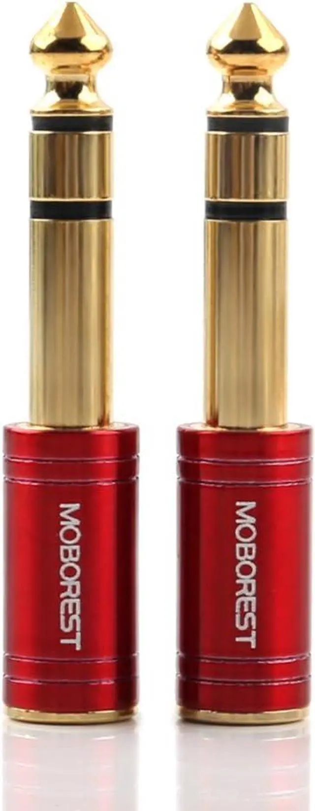 Alt view image 2 of 7 - 1/4 Male to 1/8 Female Pure Copper Adapter 6.35mm Stereo Male to 3.5mm Plug Jack Female Stereo Adapter Red 2-Pack