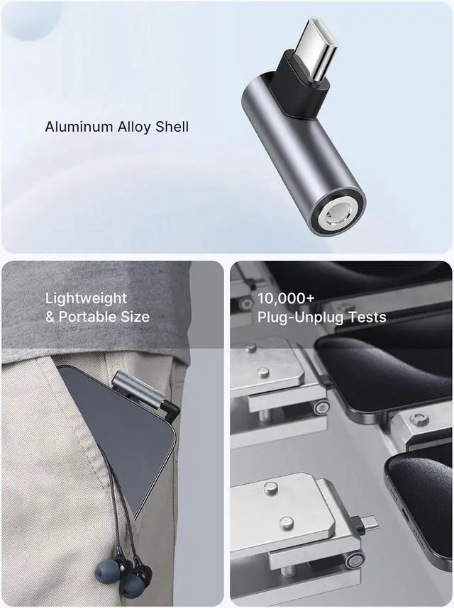 Alt view image 7 of 7 - 2 Pack Right Angle USB C to 3.5mm Audio Adapter Type USB C to Headphone Jack Dongle Aux Adapter Compatible with  Galaxy S24/S23/S22/S21/S20 Ultra iPad Pro Pixel iPhone 16/15/14 - Grey