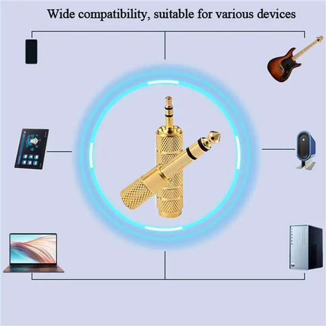 Alt view image 2 of 7 - Headphone Adapter 6.35mm Male to 3.5mm Female Stereo Audio Aux Adapter 1/8 Inch to 1/4 Inch Headphone Jack Adapter for Guitar Amplifier Headphone 2 Pack