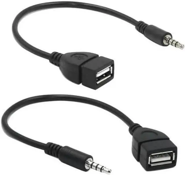 Main image of 2-Pack AUX to USB Adapter 3.5mm Male Audio Jack to USB 2.0 Female Converter for Car Gold-Plated Anti-Interference Cable for Playing Music from U Disk