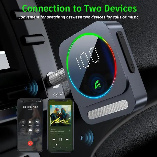 Alt view image 7 of 7 - Bluetooth Aux Adapter Bluetooth 5.3 Receiver for Car Wireless Audio Receiver for Car/Home Stereo/Wired Headphones/Speaker Dual AUX Outputs RCA AUX 3.5mm