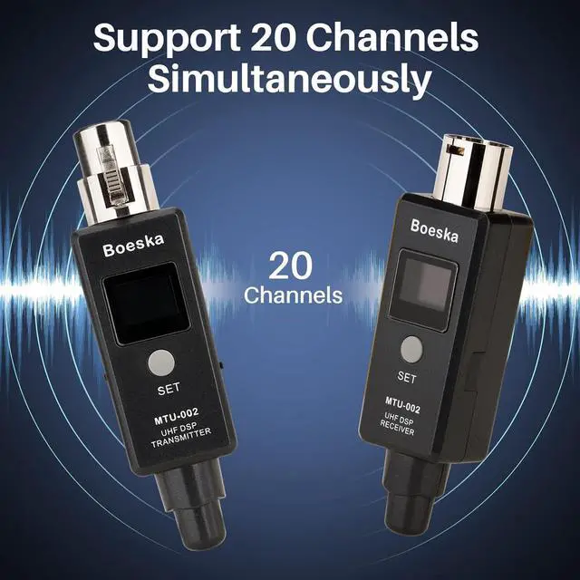 Alt view image 5 of 7 - Wireless XLR Transmitter and Receiver, UHF XLR Adapter System for Dynamic Microphone Guitar, 48k Sampling Frequency, 100 Feet Range