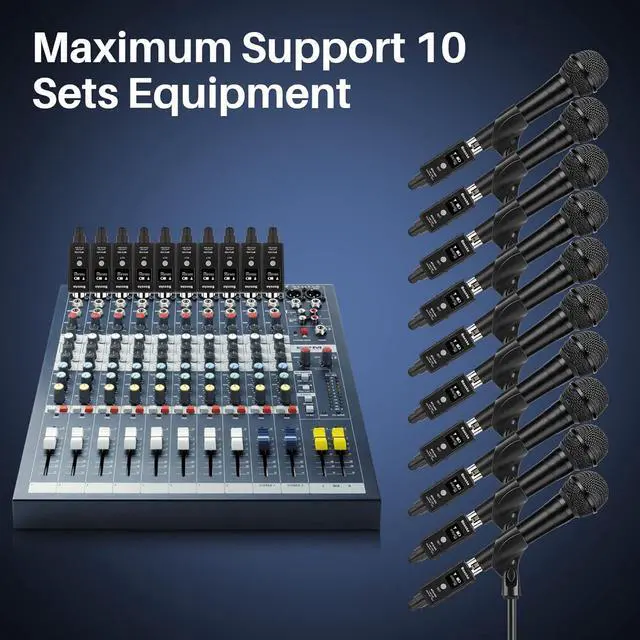 Alt view image 3 of 7 - Wireless XLR Transmitter and Receiver, UHF XLR Adapter System for Dynamic Microphone Guitar, 48k Sampling Frequency, 100 Feet Range