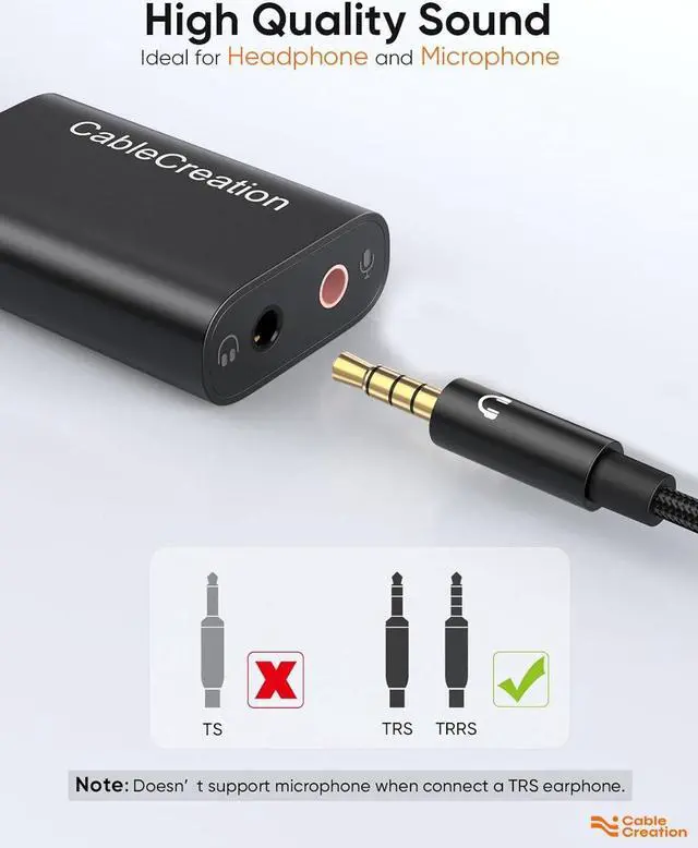 Alt view image 2 of 7 - CableCreation Type C External Sound Card,USB-C Microphone Headphone Adapter | Type C Sound Card with 3.5mm Audio Jack for MacBook Pro, iMac, iPad Pro 2020, iPhone 16/15, Galaxy S24/ S23/ S22/ S21+