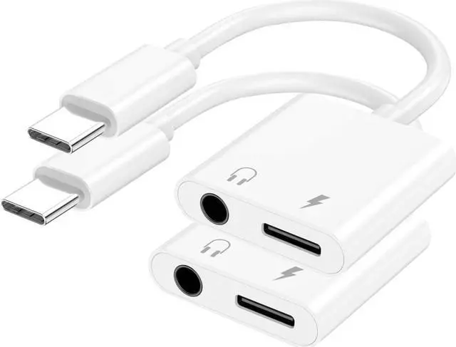 Main image of [MFi Certified] 2Pack Headphone Adapter for iPhone 15 2 in 1 USB C to 3.5mm Aux Audio Dongle Headphone Accessories Compatible with iPhone15/15Plus/15Pro/15Pro Max/ Galaxy/Google/ipad 10