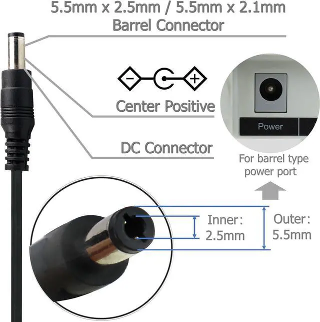 Alt view image 6 of 7 - Excelity AC-DC 5V 1A Wall Charger Power Adapter with Plug 5.5 x 2.5mm / 5.5 x 2.1mm