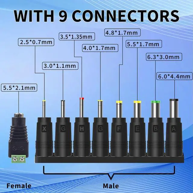 Alt view image 2 of 7 - Real 12V 2A+ AC Adapter  120V to 12V, w/4ft Cord, 5.5x2.1mm Barrel Plug and 9 Tips for CCTV Cameras, Routers & More, UL-Listed for Safety & Reliability