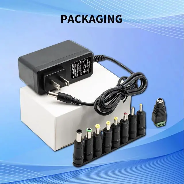 Alt view image 7 of 7 - Real 12V 2A+ AC Adapter  120V to 12V, w/4ft Cord, 5.5x2.1mm Barrel Plug and 9 Tips for CCTV Cameras, Routers & More, UL-Listed for Safety & Reliability