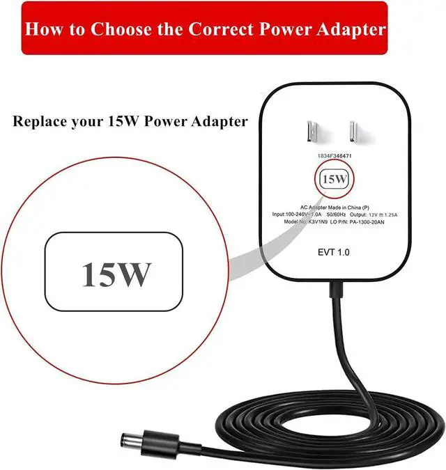 Alt view image 3 of 7 - 15W Power Adapter for Alexa Echo Dot (3rd/4th/5th Gen) Echo Dot with Clock (3rd/4th/5th Gen) Echo Dot Kids Edition Echo Show 5(1st & 2nd Gen) Echo Spot Pop and Fire TV Cube 5Ft Power Cord