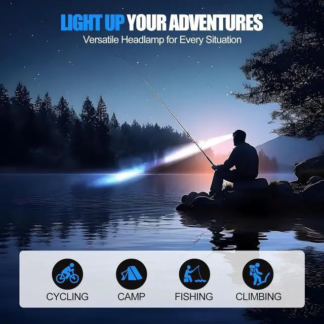 Alt view image 3 of 7 - Headlamp Rechargeable 14 LED 22000 High Lumen Super Bright Head Lamp with Red Light Waterproof Lightweight Head Light 8+2 Modes Forehead Head Flashlight for Outdoor Running Hiking Camping Gear