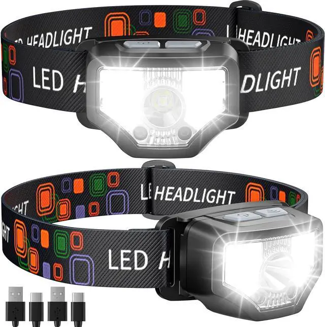 Main image of Headlamp Rechargeable 2PCS 1200 Lumen Super Bright LED Flashlight with Motion Sensor for Adults and Kids- Camping Accessories Gear Waterproof for Hiking Running Fishing Cycling