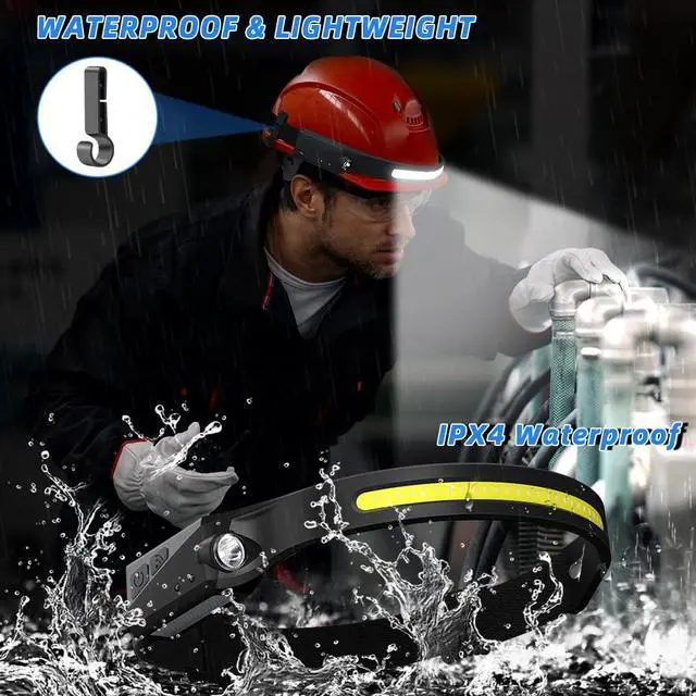 Alt view image 5 of 6 - Headlamp Rechargeable 3Pack LED Headlamp Flashlight with Motion Sensor 230° COB Wide Beam Head Lamp 5Mode Head Lights for Forehead Waterproof Bright Headlamps for Adults Running Camping