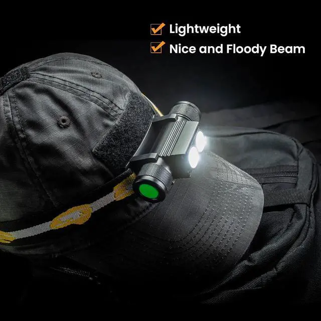 Alt view image 4 of 6 - Headlamp 1200 Lumen Rechargeable Head Lamp with Bright SST40 LED Waterproof for Kids and Adults for Camping Running Hiking Emergency Outdoor Hard Hat