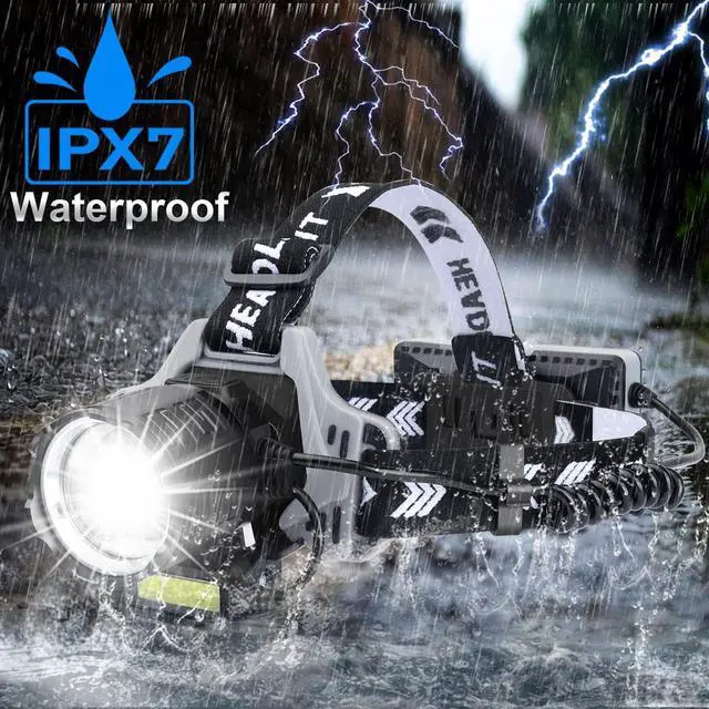 Alt view image 7 of 7 - Rechargeable LED Headlamp 6000 Lumens Super Bright Headlamp Flashlight with Motion Sensor 8 Modes 135°Adjustable IPX7 Waterproof Head Lamp for Camping Running Climbing Hiking