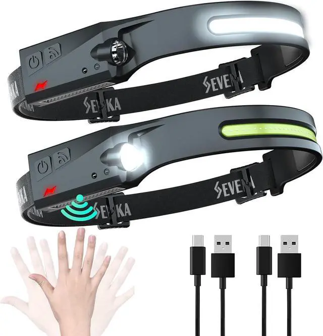 Main image of Original 2 Rechargeable Headlamps Bright LED Headlamp Flashlight 1000 Lumen 230° Wide Beam&Spot Light Sensor Mode 2.4oz Lightweight Head Lamp for Camping Running Hard Hat Headlight