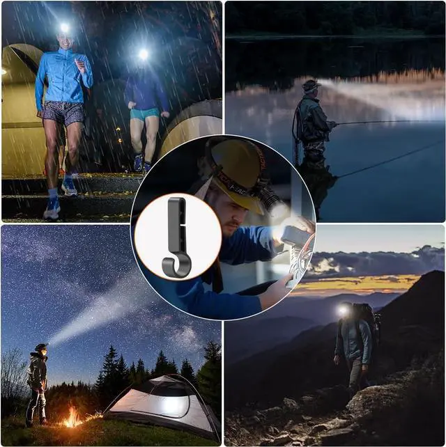 Alt view image 6 of 6 - Headlamp Rechargeable 2Pack 150000LM Bright Head Lamp Adjustable Focus Headlight Outdoor 4Mode Head Lights for Forehead 90° LED Headlamp Waterproof Headlamps for Adults Camping Hiking Hard Hat