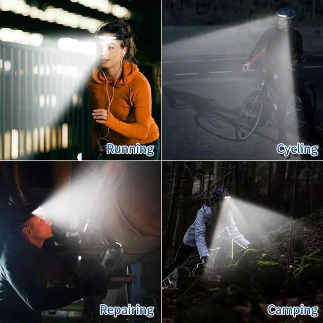 Alt view image 6 of 7 - Headlamp Rechargeable 2Pack, 230° Wide Beam Head Lamp, LED Headlamp with Motion Sensor, 5Mode Head Lights for Forehead, Bright Headlamps for Adults, Waterproof Headlight, Hard Hat Light, Camping Gear