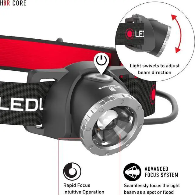 Alt view image 3 of 7 - H8R Lightweight Multipurpose Rechargeable Headlamp, High Power LED, 600 Lumens, Hands-Free Light for Everyday, Work, Home, Outdoor, Camping, Black