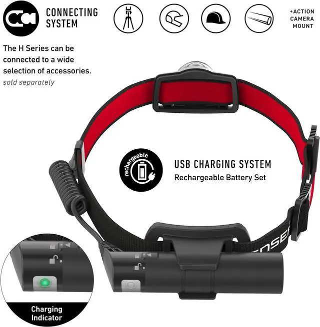 Alt view image 5 of 7 - H8R Lightweight Multipurpose Rechargeable Headlamp, High Power LED, 600 Lumens, Hands-Free Light for Everyday, Work, Home, Outdoor, Camping, Black