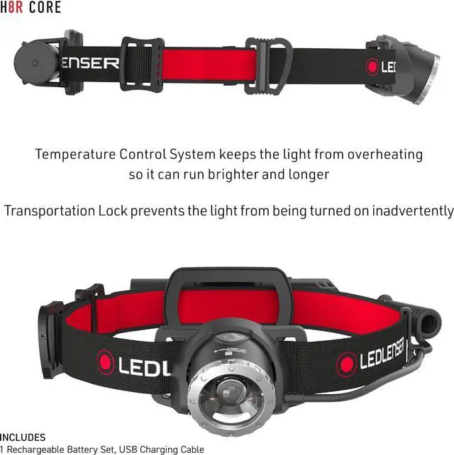 Alt view image 7 of 7 - H8R Lightweight Multipurpose Rechargeable Headlamp, High Power LED, 600 Lumens, Hands-Free Light for Everyday, Work, Home, Outdoor, Camping, Black