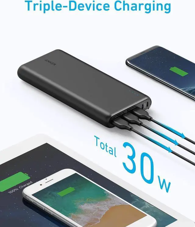 Alt view image 3 of 6 - Power Bank 26 800 mAh External Battery with Dual Input Port and Double-Speed Recharging 3 USB Ports Without A-C Cable for iPhone Series iPad  Android and Other Devices