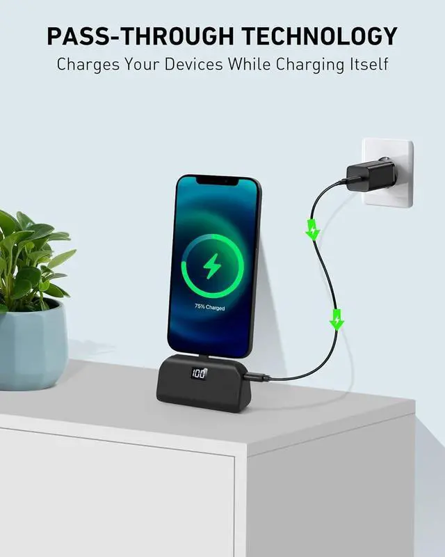 Alt view image 4 of 7 - Mini Portable Charger for iPhone with Built in Cable 4 800mAh Small Power Bank Fast Charging Compatible with 14/14 Pro Max/13/13 Pro Max/12/12 Pro Max/11/XR/X/8/7/6 Series Black