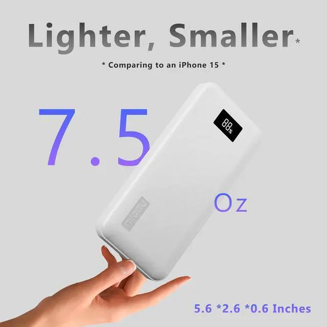Alt view image 4 of 7 - 2-Pack 20W PD USB C Portable Charger 10000mAh Type-C Fast Charging Battery Pack Charger with Digital Display Power Bank for iPhone 15/14/13/12/... Series /Google Pixel/Moto/LG