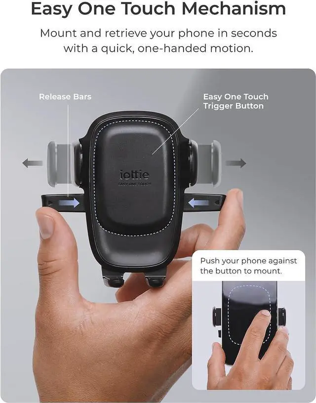 Alt view image 2 of 6 - Easy One Touch Advanced Universal Car Mount Dashboard & Windshield Suction Cup Phone Holder for iPhone  Google All Smartphones
