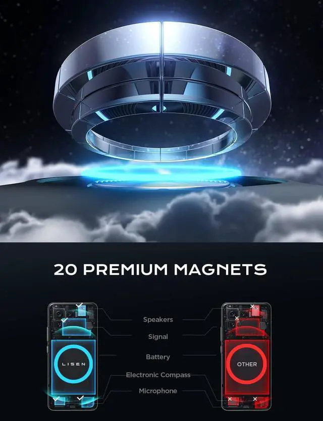 Alt view image 6 of 7 - for 15W MagSafe Car Mount Charger [Safer & Faster] Vent Magnetic Wireless Car Charger Car Vent Phone Mount Charger Fits iPhone 16 Pro Max Plus 15 14 13 12  with MagSafe Case Black