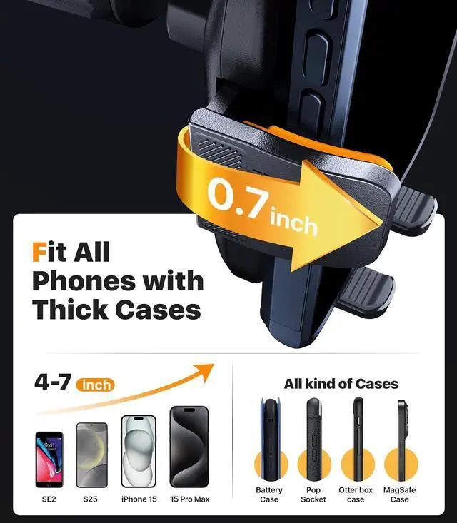 Alt view image 5 of 7 - hitolza Ultra Stable Phone Holders for Your Car [Powerful & 360 Adjustable Suction Cup] Universal Car Phone Holder Mount Long Arm Flexible Car Mount for Dashboard Windshield Air Vent All Phone Case