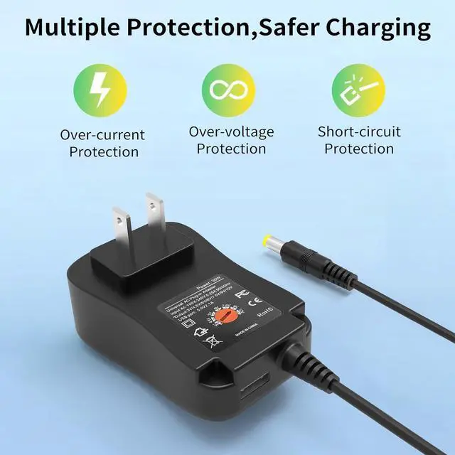 Alt view image 5 of 7 - AC DC Adapter Power Supply Universal Switching Charger [3V ~ 12V 2A 2000mA 30W Max] with 8 Selectable Tips Plug Including Micro USB for 3V to 12V Household Electronics and LED Strip