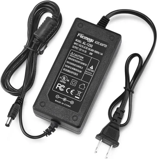 Main image of 60W 12V 5A AC/DC Power Adapter 100-240V AC to DC 12V 5A Power Suppy 12 Volts 5 Amps AC DC Table Top Adapter 60 Watts 12V 5A Switching Power Adaptor Converter 5.5x2.5mm & 5.5x2.1mm DC Plug