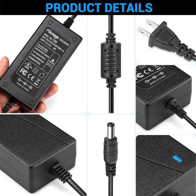 Alt view image 3 of 7 - 60W 12V 5A AC/DC Power Adapter 100-240V AC to DC 12V 5A Power Suppy 12 Volts 5 Amps AC DC Table Top Adapter 60 Watts 12V 5A Switching Power Adaptor Converter 5.5x2.5mm & 5.5x2.1mm DC Plug