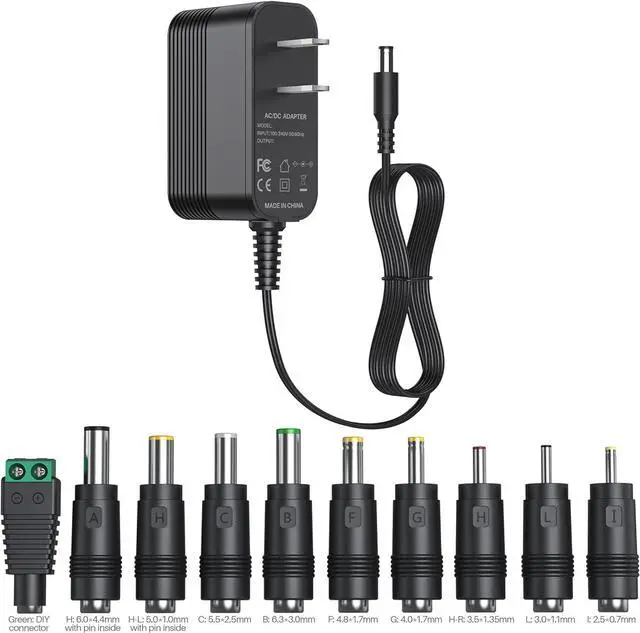 Main image of 14V DC Power Supply 14V Power Cord Universal Power Adapter 14V 1A Charger with 10 Interchangeable Jacks for 100mA 200mA 300mA 400mA 500mA 600mA 700mA 800mA 900mA 1000mA Devices AC-DC Adapters