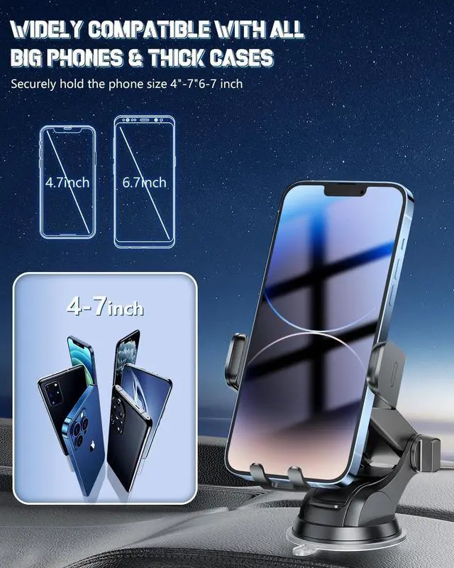Alt view image 6 of 7 - Wireless Car Charger Fast Charging Phone Holder 3 in 1 Phone Mount Auto Clamping Car Accessories Compatible with iPhone 16 15 14 13 12 11 Xs XR  S23 Ultra S22 S21 S20/S10+ S9+ Note 9