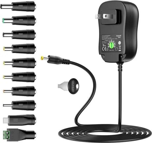 Main image of Universal Power Supply 5V 6V 7.5V 9V 12V 13.5V 15V 3A 2.5A AC DC Power Adapter 45W Wall Charger with 5V 2A USB Plug for Electronics 2.5A 2500mA 3000mA 3Amp Max with 12pcs Adaptor Tips