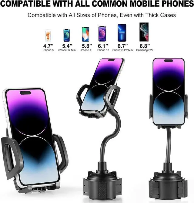 Alt view image 7 of 7 - Car Cup Holder Phone Mount with 360 Rotation Adjustable Gooseneck Car Phone Holder Mount for All Smartphones Cup Holder Cell Phone Automobile Cradles