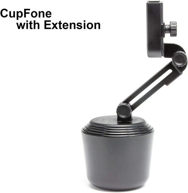 Alt view image 5 of 7 - CupFone with Extension Adjustable, Universal Cup Holder Cell Phone Mount Car & Truck Accessory Best Design for iPhone & Smartphone Charging Black Plastic Knobs