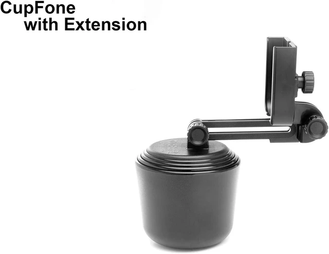 Alt view image 6 of 7 - CupFone with Extension Adjustable, Universal Cup Holder Cell Phone Mount Car & Truck Accessory Best Design for iPhone & Smartphone Charging Black Plastic Knobs