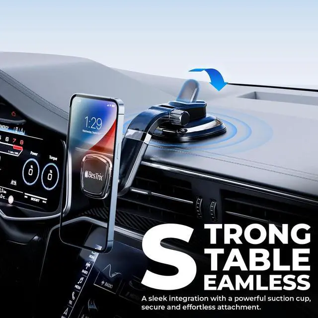 Alt view image 3 of 6 - BESTRIX Phone Holder for Car Magnetic Car Phone Mount | Dashboard Car Phone Holder Compatible with iPhone 15 14 13 12 11Pro Xr XS Pro MAX Galaxy S24 23 22 21 20 Ultra Note S8 S9 S10 & All Smartphone