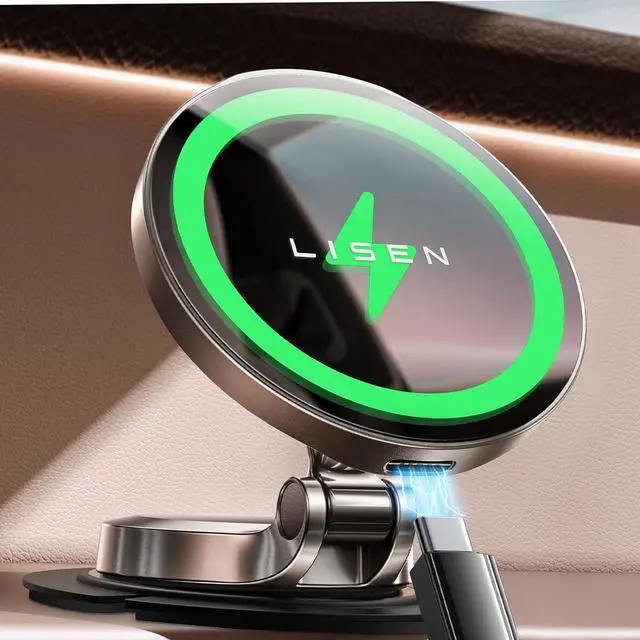 Main image of LISEN for iPhone 17 Magsafe Car Mount Charger, 15W Fast Charging Magnetic Wireless Car Charger [Mini & Metal], 2025 Ultra Magnetic Car Phone Holder Dashboard for iPhone 17 Pro Max Air 16 15 14