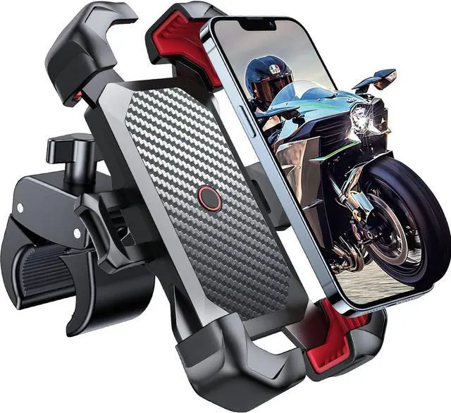 Main image of Motorcycle Phone Mount [1s Auto Lock][100mph Military Anti-Shake] Bike Phone Holder for Bicycle [10s Quick Install] Handlebar Phone Mount Compatible with iPhone Samsung All Cell Phone